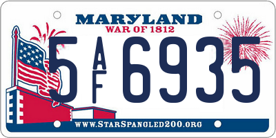 MD license plate 5AF6935