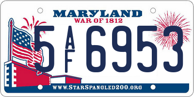 MD license plate 5AF6953