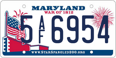 MD license plate 5AF6954