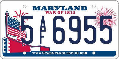MD license plate 5AF6955