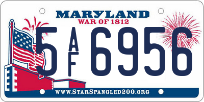 MD license plate 5AF6956