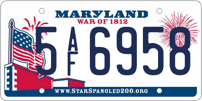 MD license plate 5AF6958