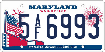 MD license plate 5AF6993