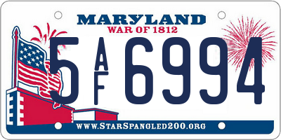 MD license plate 5AF6994