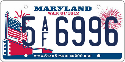 MD license plate 5AF6996