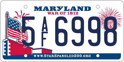 MD license plate 5AF6998