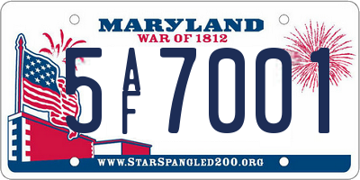 MD license plate 5AF7001