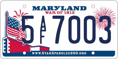 MD license plate 5AF7003