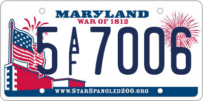 MD license plate 5AF7006