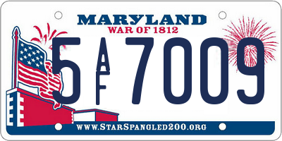 MD license plate 5AF7009