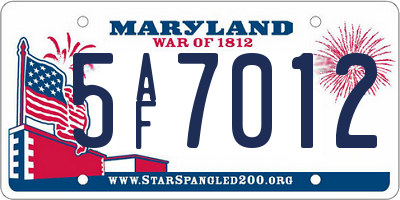 MD license plate 5AF7012