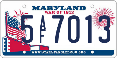 MD license plate 5AF7013