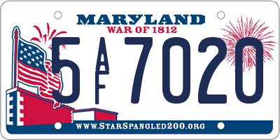 MD license plate 5AF7020