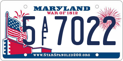 MD license plate 5AF7022