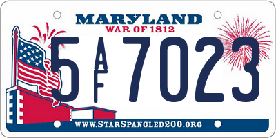 MD license plate 5AF7023