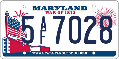 MD license plate 5AF7028
