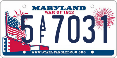 MD license plate 5AF7031