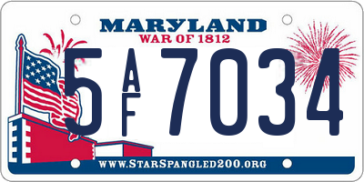 MD license plate 5AF7034