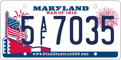 MD license plate 5AF7035