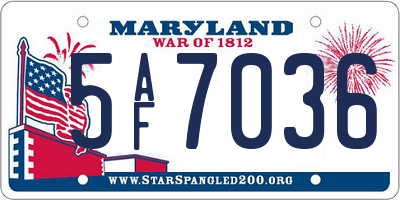 MD license plate 5AF7036