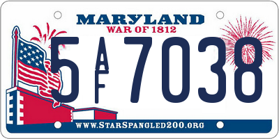 MD license plate 5AF7038