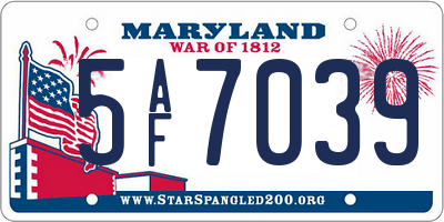 MD license plate 5AF7039