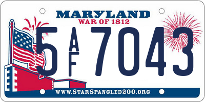 MD license plate 5AF7043