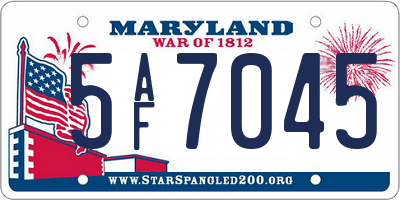 MD license plate 5AF7045