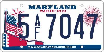 MD license plate 5AF7047