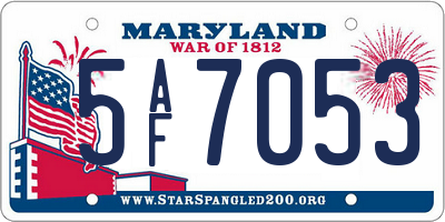 MD license plate 5AF7053