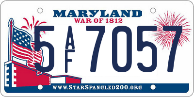 MD license plate 5AF7057