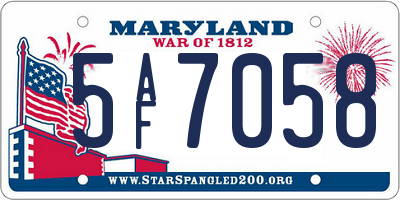 MD license plate 5AF7058
