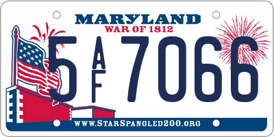 MD license plate 5AF7066