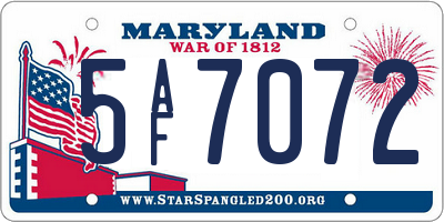 MD license plate 5AF7072
