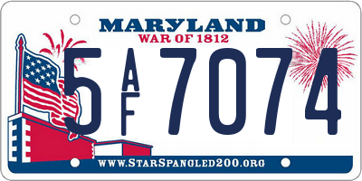 MD license plate 5AF7074