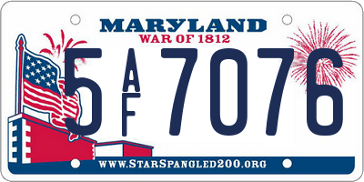 MD license plate 5AF7076