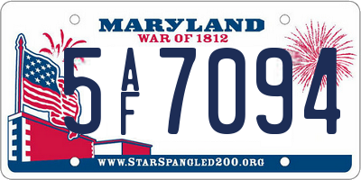 MD license plate 5AF7094