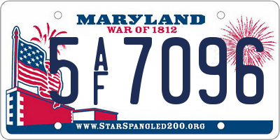 MD license plate 5AF7096