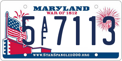 MD license plate 5AF7113