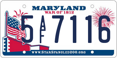 MD license plate 5AF7116