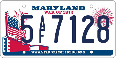 MD license plate 5AF7128