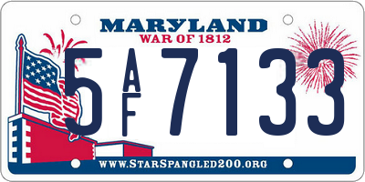 MD license plate 5AF7133