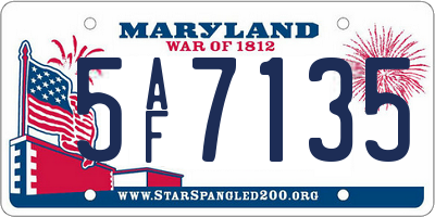 MD license plate 5AF7135