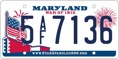 MD license plate 5AF7136