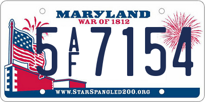 MD license plate 5AF7154