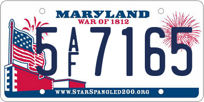 MD license plate 5AF7165