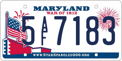 MD license plate 5AF7183