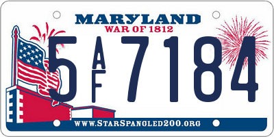 MD license plate 5AF7184