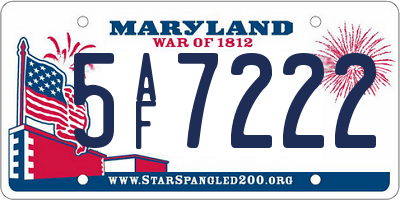 MD license plate 5AF7222