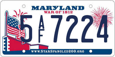 MD license plate 5AF7224